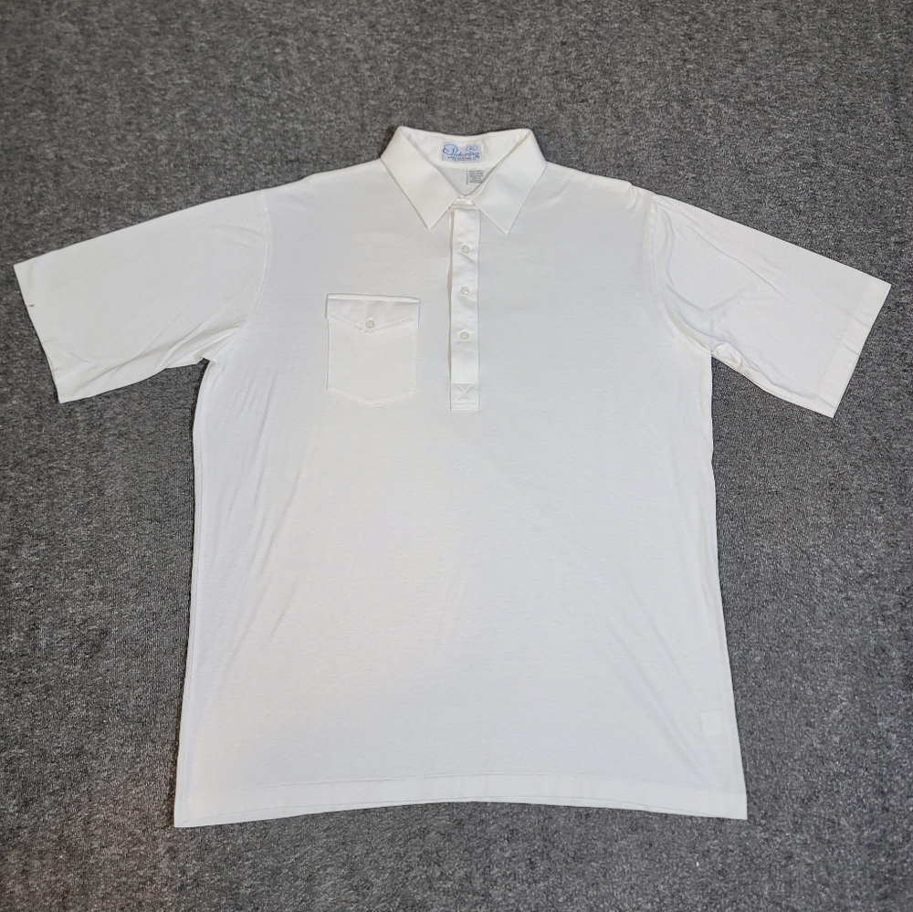 Vtg 90's Pickering Lisle Cotton Golf Polo Shirt XL White Mercerized Pocket